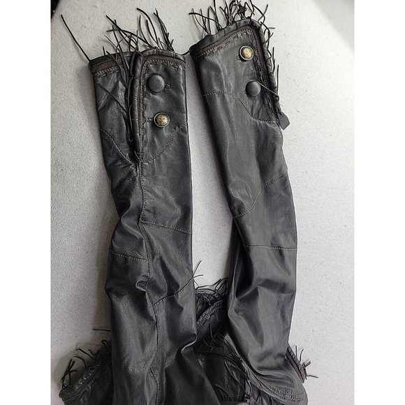 Scully Women's Leather Jacket Dark Brown Fringe Single Breasted Vintage Retro - Picture 8 of 9